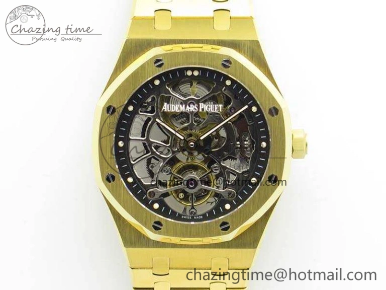 Royal Oak 41mm 26518 Tourbillon YG Best Edition Skeleton Dial On YG Bracelet A2924