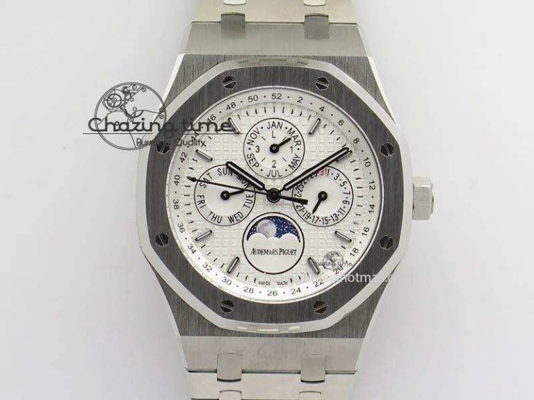 Royal Oak 41mm 26574 SS JF 1:1 Best Edition White Textured Dial On SS Bracelet A5134