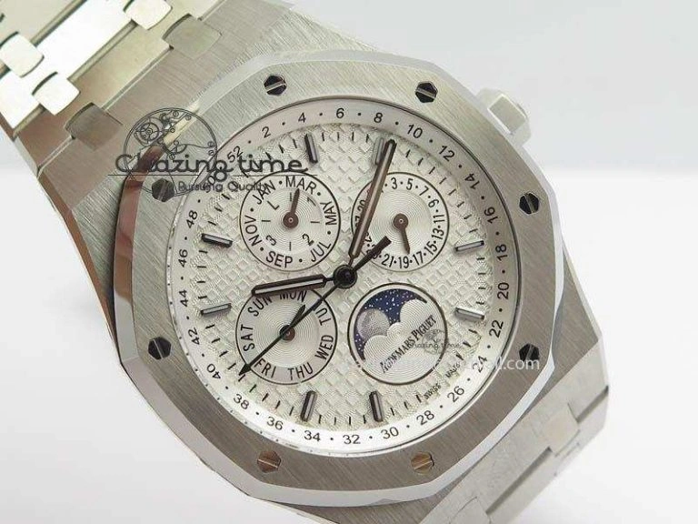 Royal Oak 41mm 26574 SS JF 1:1 Best Edition White Textured Dial On SS Bracelet A5134