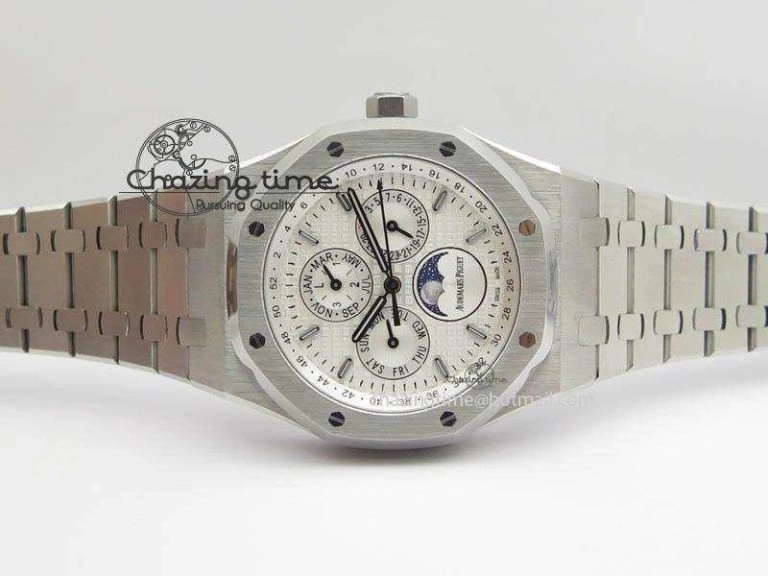 Royal Oak 41mm 26574 SS JF 1:1 Best Edition White Textured Dial On SS Bracelet A5134