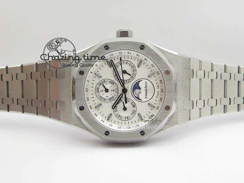 Royal Oak 41mm 26574 SS JF 1:1 Best Edition White Textured Dial On SS Bracelet A5134