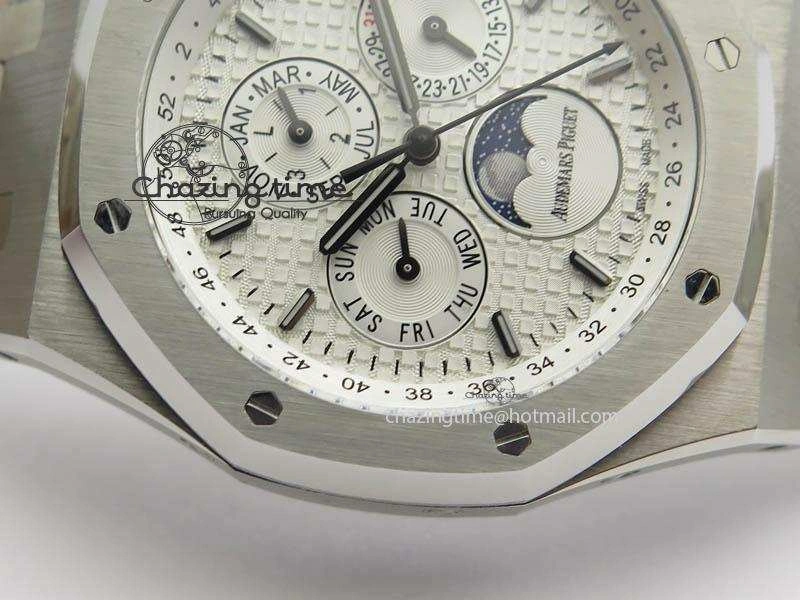 Royal Oak 41mm 26574 SS JF 1:1 Best Edition White Textured Dial On SS Bracelet A5134