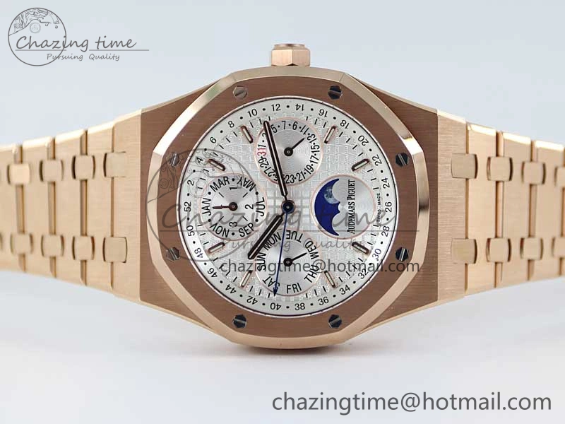 Royal Oak 41mm Complicated 26574 RG APSF1:1 Best Edition Silver Dial on RG Bracelet A5134