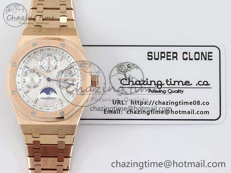 Royal Oak 41mm Complicated 26574 RG APSF1:1 Best Edition Silver Dial on RG Bracelet A5134