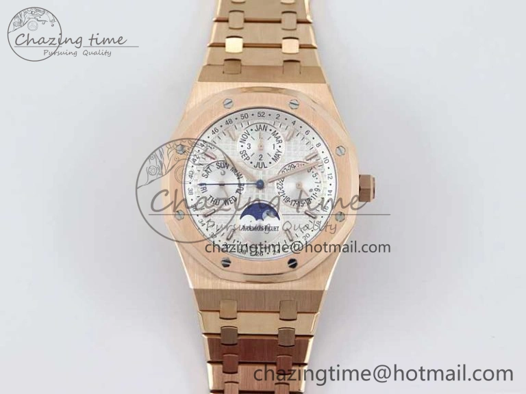 Royal Oak 41mm Complicated 26574 RG APSF1:1 Best Edition Silver Dial on RG Bracelet A5134
