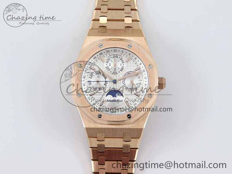 Royal Oak 41mm Complicated 26574 RG APSF1:1 Best Edition Silver Dial on RG Bracelet A5134