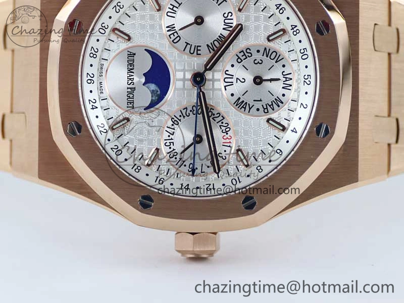 Royal Oak 41mm Complicated 26574 RG APSF1:1 Best Edition Silver Dial on RG Bracelet A5134