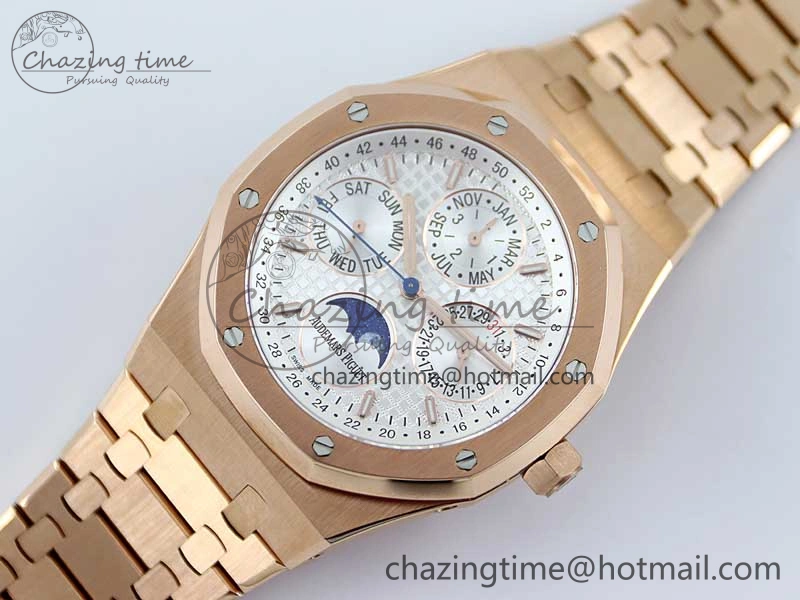 Royal Oak 41mm Complicated 26574 RG APSF1:1 Best Edition Silver Dial on RG Bracelet A5134