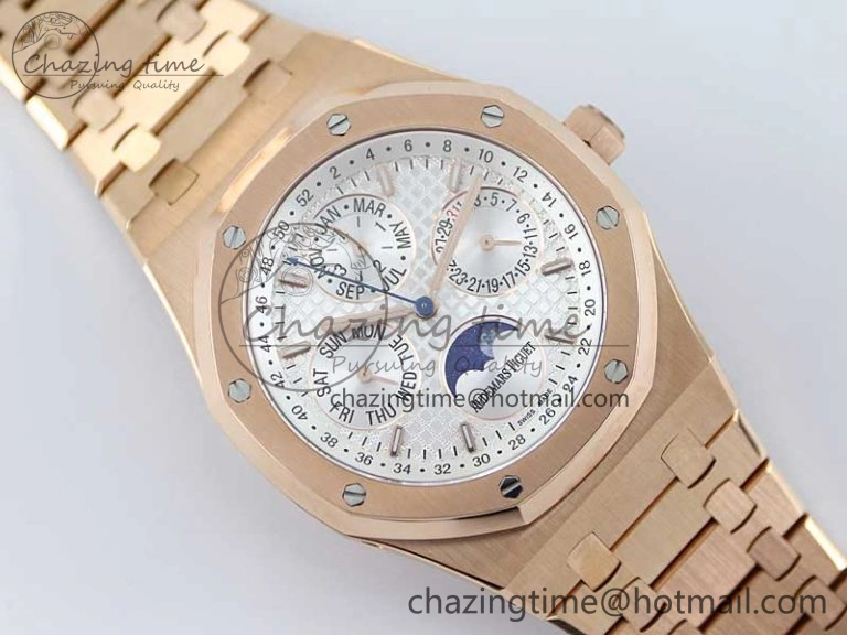 Royal Oak 41mm Complicated 26574 RG APSF1:1 Best Edition Silver Dial on RG Bracelet A5134