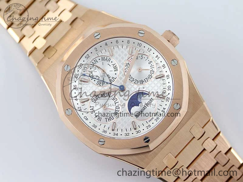 Royal Oak 41mm Complicated 26574 RG APSF1:1 Best Edition Silver Dial on RG Bracelet A5134