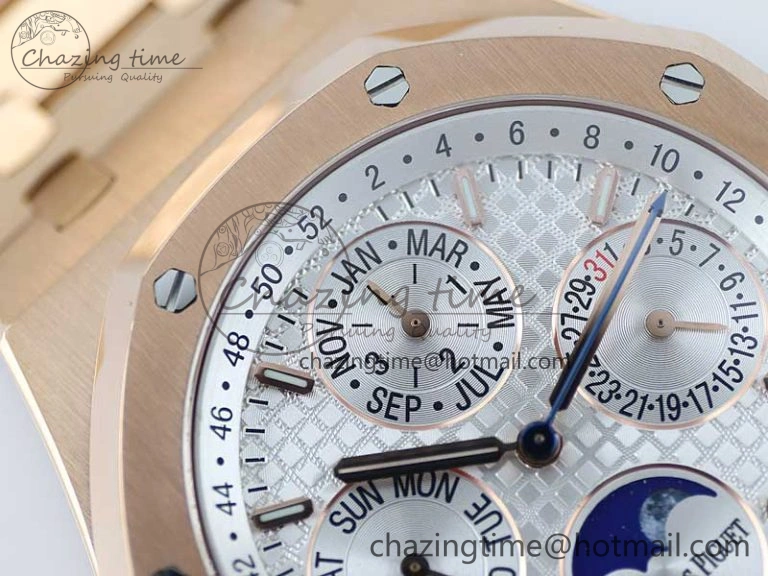 Royal Oak 41mm Complicated 26574 RG APSF1:1 Best Edition Silver Dial on RG Bracelet A5134