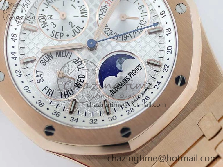 Royal Oak 41mm Complicated 26574 RG APSF1:1 Best Edition Silver Dial on RG Bracelet A5134