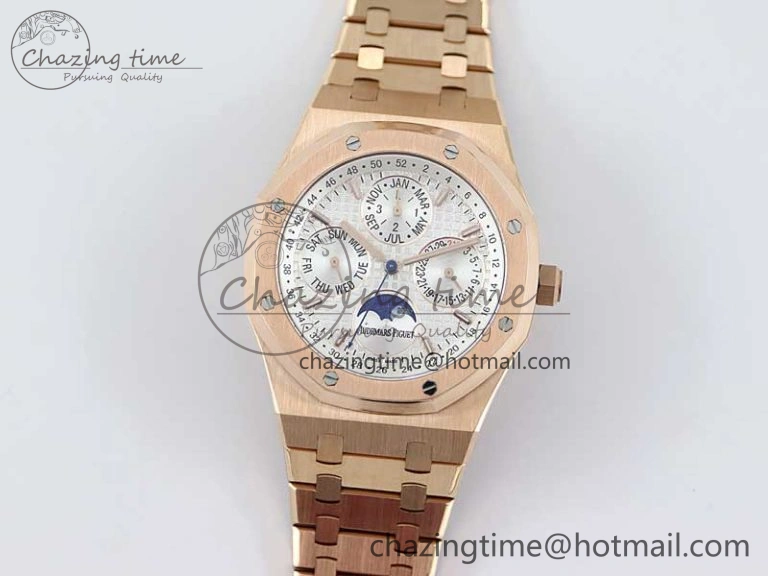Royal Oak 41mm Complicated 26574 RG APSF1:1 Best Edition Silver Dial on RG Bracelet A5134