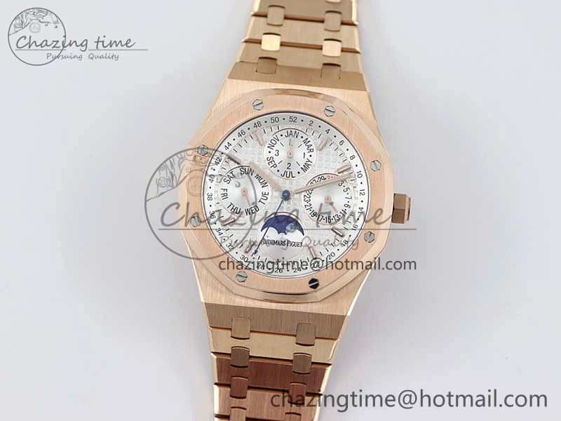 Royal Oak 41mm Complicated 26574 RG APSF1:1 Best Edition Silver Dial on RG Bracelet A5134