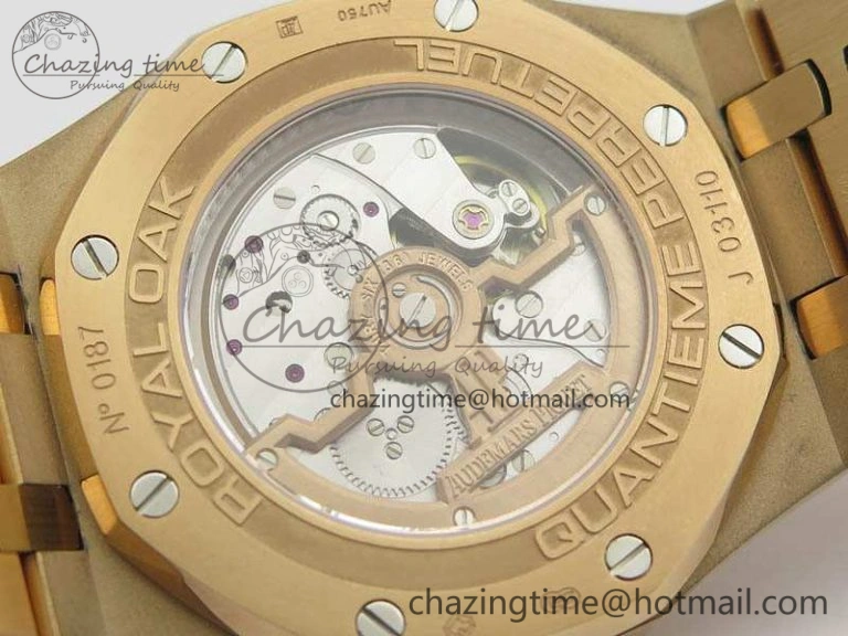 Royal Oak 41mm Complicated 26574 RG JF 1:1 Best Edition Blue Textured Dial On RG Bracelet A5134