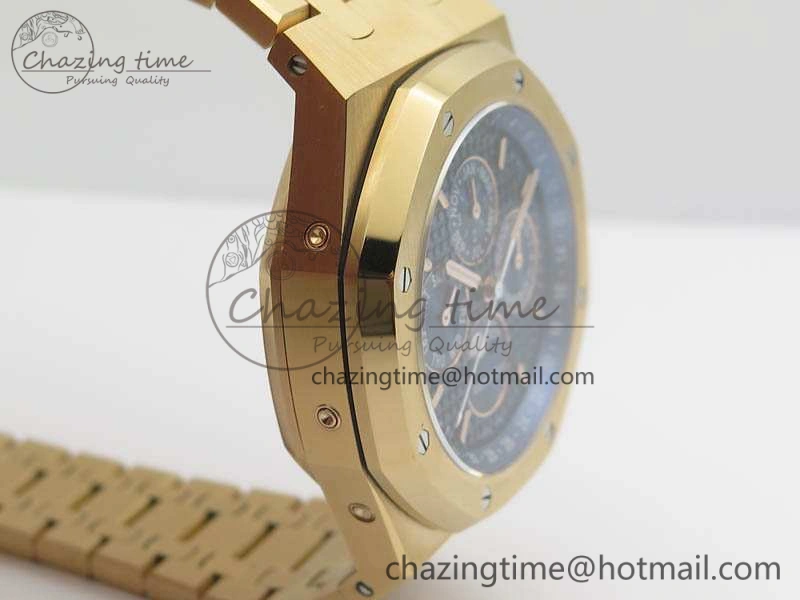 Royal Oak 41mm Complicated 26574 RG JF 1:1 Best Edition Blue Textured Dial On RG Bracelet A5134