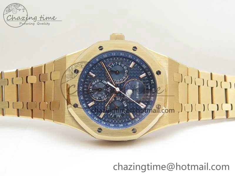 Royal Oak 41mm Complicated 26574 RG JF 1:1 Best Edition Blue Textured Dial On RG Bracelet A5134