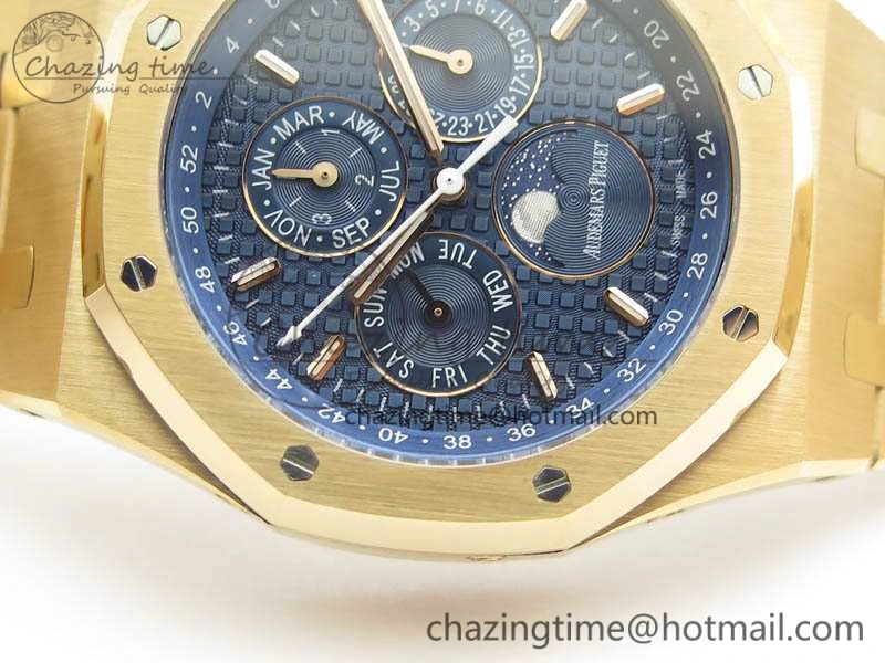 Royal Oak 41mm Complicated 26574 RG JF 1:1 Best Edition Blue Textured Dial On RG Bracelet A5134