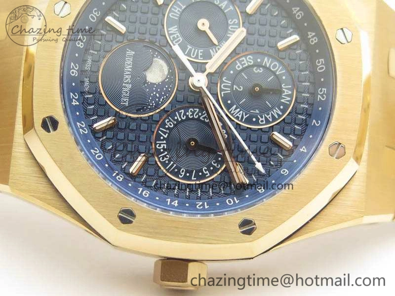 Royal Oak 41mm Complicated 26574 RG JF 1:1 Best Edition Blue Textured Dial On RG Bracelet A5134