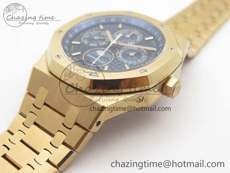 Royal Oak 41mm Complicated 26574 RG JF 1:1 Best Edition Blue Textured Dial On RG Bracelet A5134