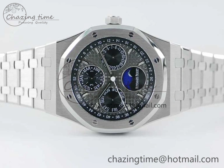 Royal Oak 41mm Complicated 26574 SS APSF 1:1 Best Edition Gray Black Dial on SS Bracelet A5134