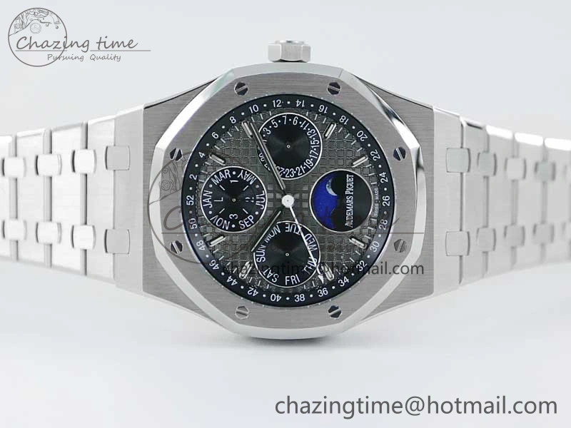 Royal Oak 41mm Complicated 26574 SS APSF 1:1 Best Edition Gray Black Dial on SS Bracelet A5134