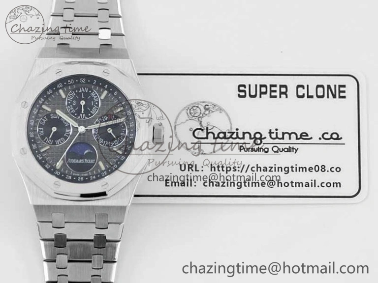 Royal Oak 41mm Complicated 26574 SS APSF 1:1 Best Edition Gray Black Dial on SS Bracelet A5134