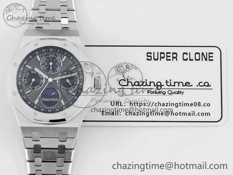 Royal Oak 41mm Complicated 26574 SS APSF 1:1 Best Edition Gray Black Dial on SS Bracelet A5134