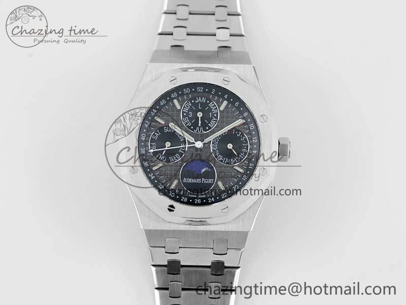Royal Oak 41mm Complicated 26574 SS APSF 1:1 Best Edition Gray Black Dial on SS Bracelet A5134