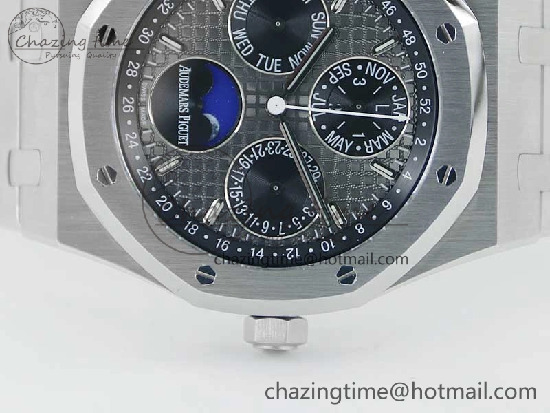 Royal Oak 41mm Complicated 26574 SS APSF 1:1 Best Edition Gray Black Dial on SS Bracelet A5134