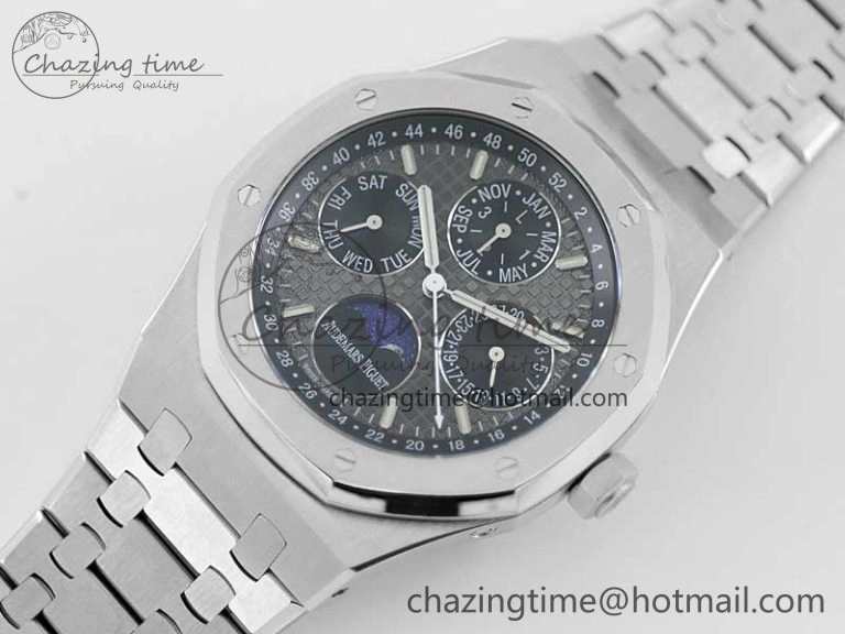 Royal Oak 41mm Complicated 26574 SS APSF 1:1 Best Edition Gray Black Dial on SS Bracelet A5134