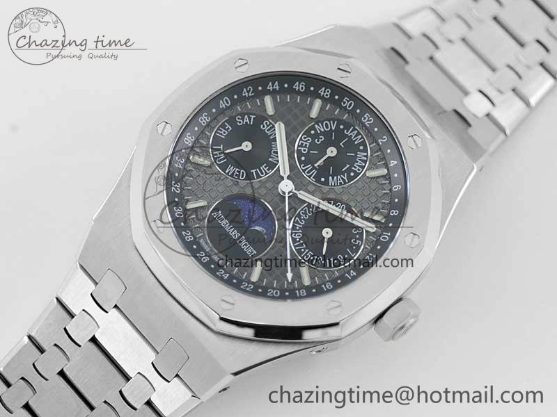 Royal Oak 41mm Complicated 26574 SS APSF 1:1 Best Edition Gray Black Dial on SS Bracelet A5134