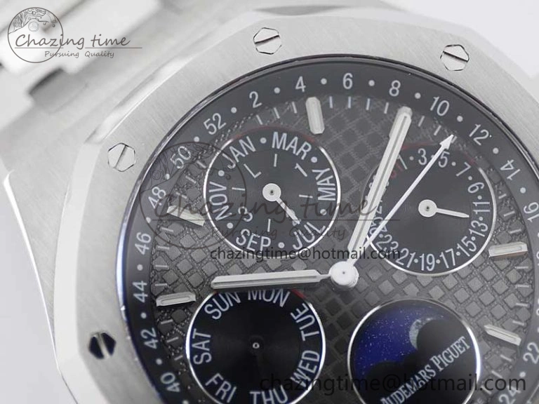 Royal Oak 41mm Complicated 26574 SS APSF 1:1 Best Edition Gray Black Dial on SS Bracelet A5134