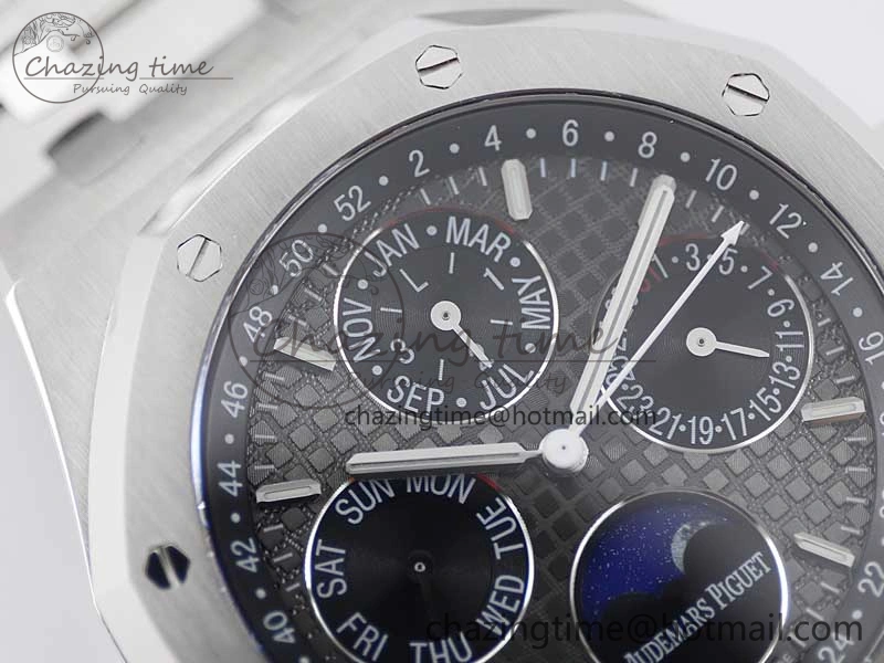 Royal Oak 41mm Complicated 26574 SS APSF 1:1 Best Edition Gray Black Dial on SS Bracelet A5134
