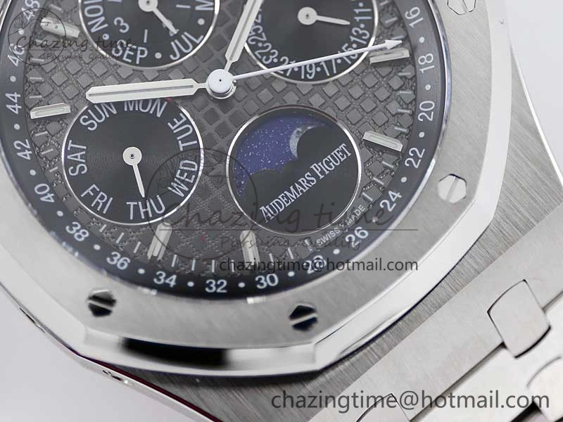 Royal Oak 41mm Complicated 26574 SS APSF 1:1 Best Edition Gray Black Dial on SS Bracelet A5134