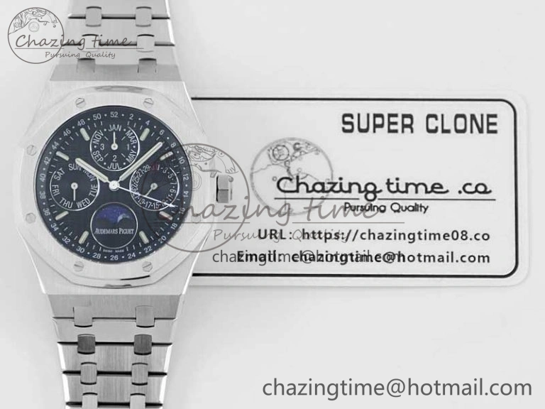 Royal Oak 41mm Complicated 26574 SS APSF1:1 Best Edition Black Dial on SS Bracelet A5134