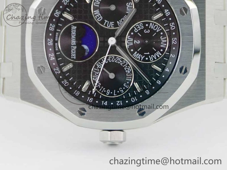 Royal Oak 41mm Complicated 26574 SS APSF1:1 Best Edition Black Dial on SS Bracelet A5134