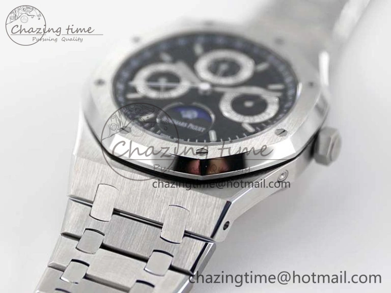 Royal Oak 41mm Complicated 26574 SS APSF1:1 Best Edition Black Silver Dial on SS Bracelet A5134