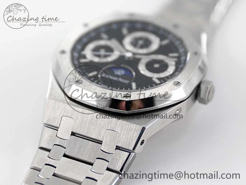 Royal Oak 41mm Complicated 26574 SS APSF1:1 Best Edition Black Silver Dial on SS Bracelet A5134