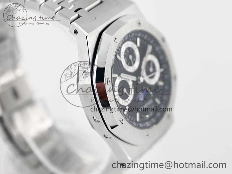 Royal Oak 41mm Complicated 26574 SS APSF1:1 Best Edition Black Silver Dial on SS Bracelet A5134