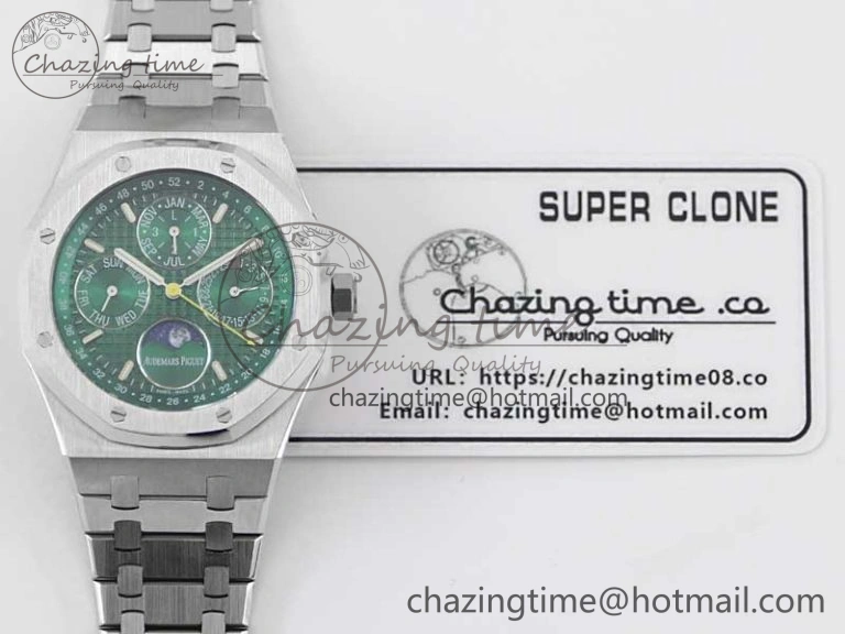 Royal Oak 41mm Complicated 26574 SS APSF1:1 Best Edition Green Dial on SS Bracelet A5134
