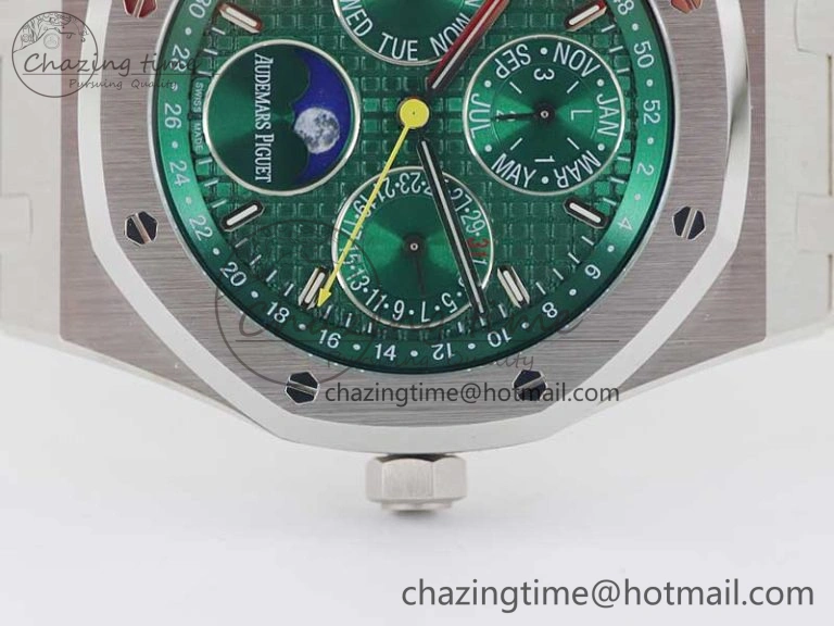 Royal Oak 41mm Complicated 26574 SS APSF1:1 Best Edition Green Dial on SS Bracelet A5134