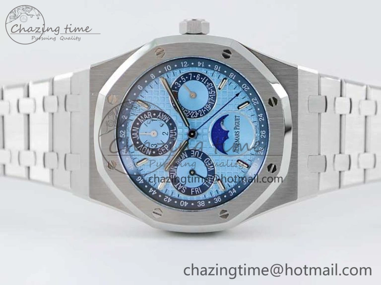 Royal Oak 41mm Complicated 26574 SS APSF1:1 Best Edition Ice Blue Dial on SS Bracelet A5134