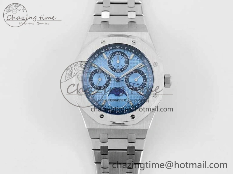Royal Oak 41mm Complicated 26574 SS APSF1:1 Best Edition Ice Blue Dial on SS Bracelet A5134