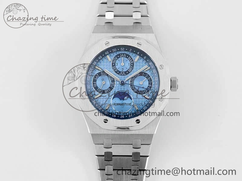 Royal Oak 41mm Complicated 26574 SS APSF1:1 Best Edition Ice Blue Dial on SS Bracelet A5134