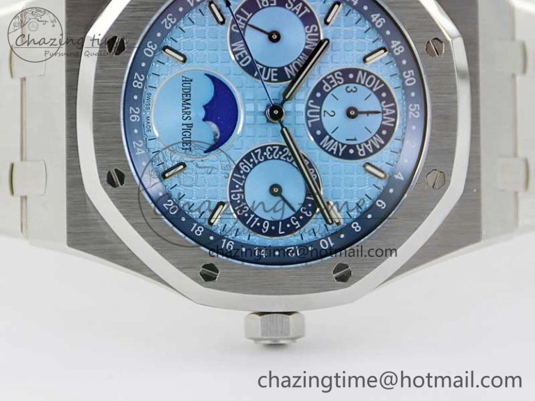 Royal Oak 41mm Complicated 26574 SS APSF1:1 Best Edition Ice Blue Dial on SS Bracelet A5134