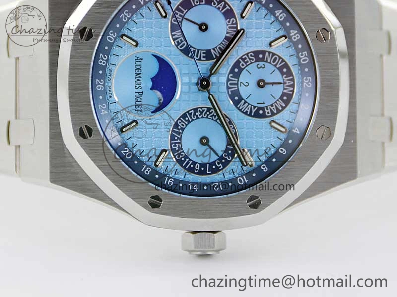 Royal Oak 41mm Complicated 26574 SS APSF1:1 Best Edition Ice Blue Dial on SS Bracelet A5134