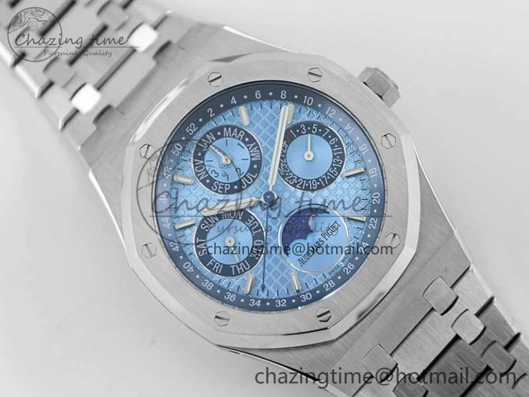 Royal Oak 41mm Complicated 26574 SS APSF1:1 Best Edition Ice Blue Dial on SS Bracelet A5134