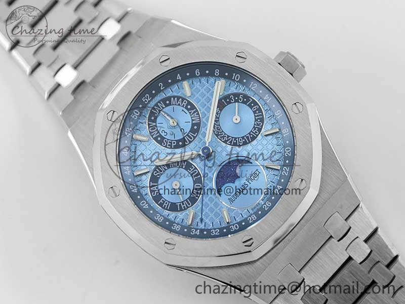Royal Oak 41mm Complicated 26574 SS APSF1:1 Best Edition Ice Blue Dial on SS Bracelet A5134