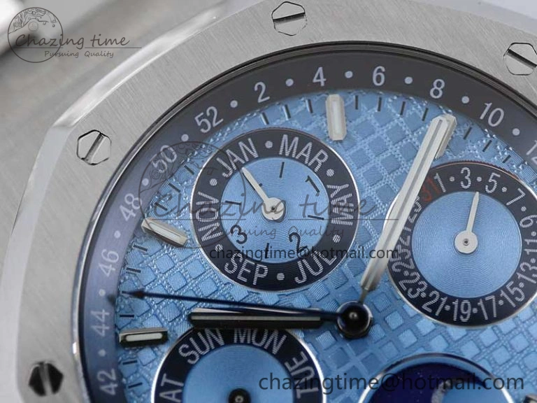Royal Oak 41mm Complicated 26574 SS APSF1:1 Best Edition Ice Blue Dial on SS Bracelet A5134